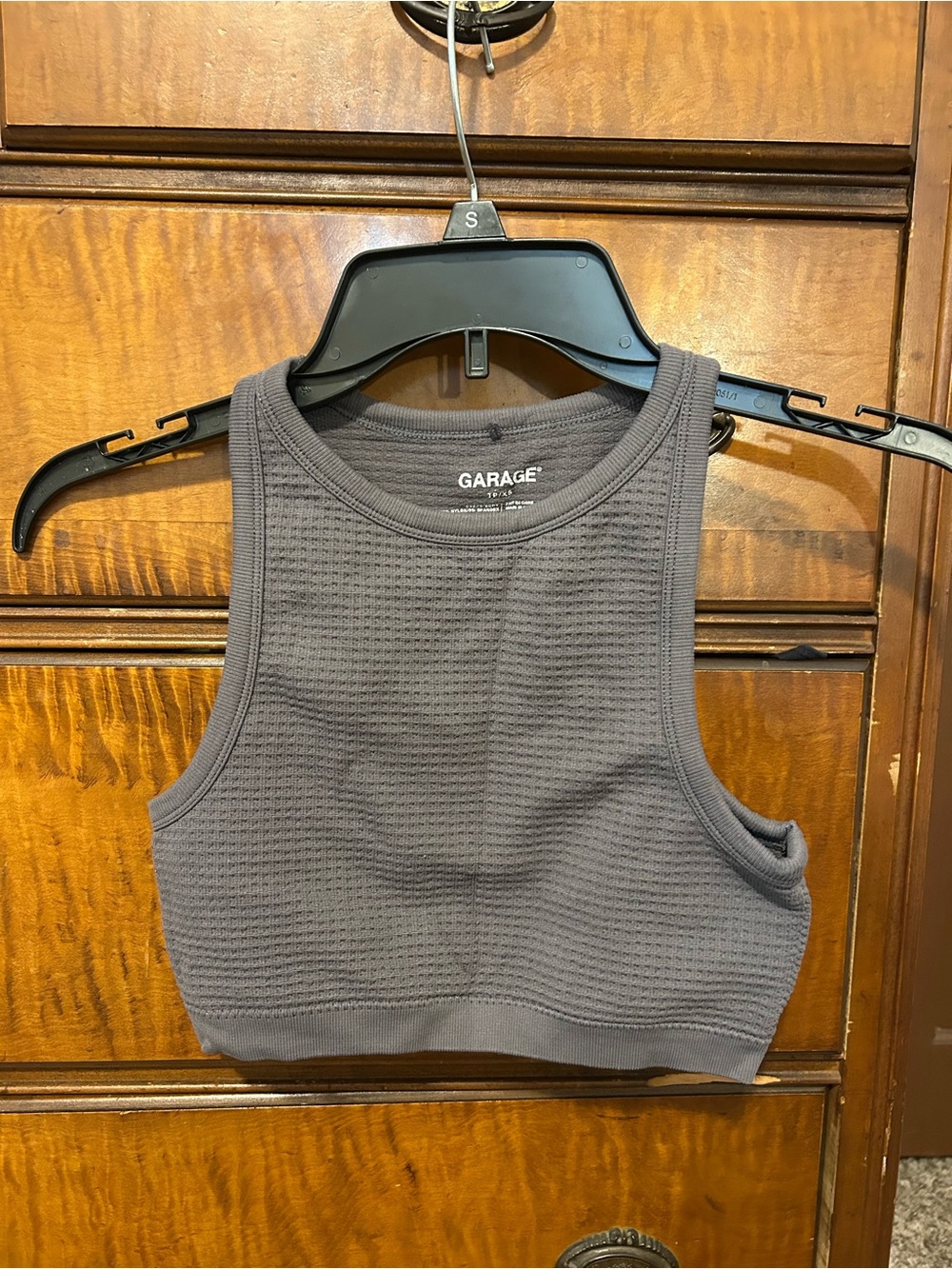 Garage Charcoal Ribbed Crop Tank